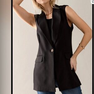 Love Every Black Sleeveless Blazer Vest Size Small
